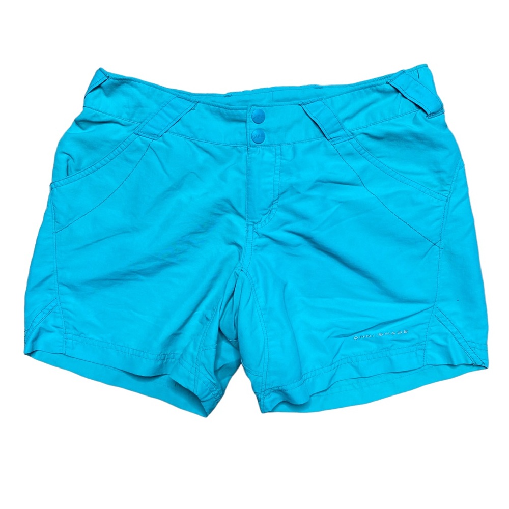 Columbia PFG Womens Shorts Small Blue Green Zip Pocket Fishing Hybrid Water